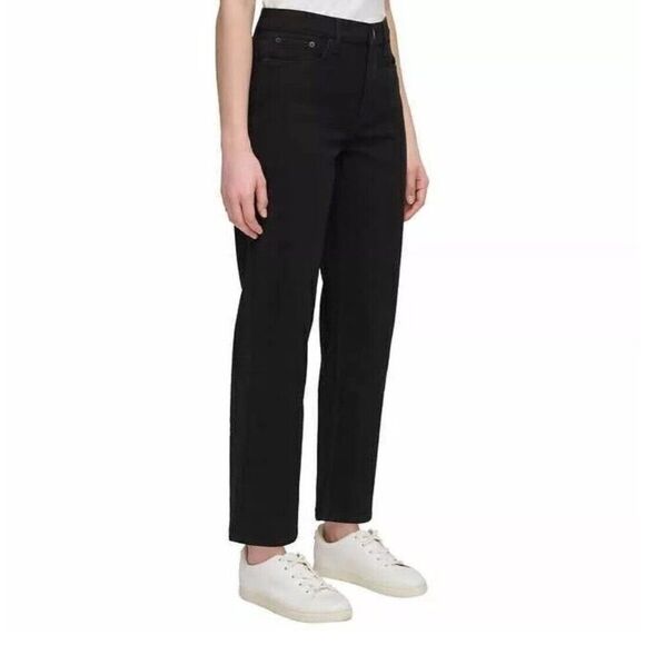 Calvin Klein Women's 12 High Rise Straight Leg Ankle Jeans Black 29" Inseam NWT - Picture 4 of 8